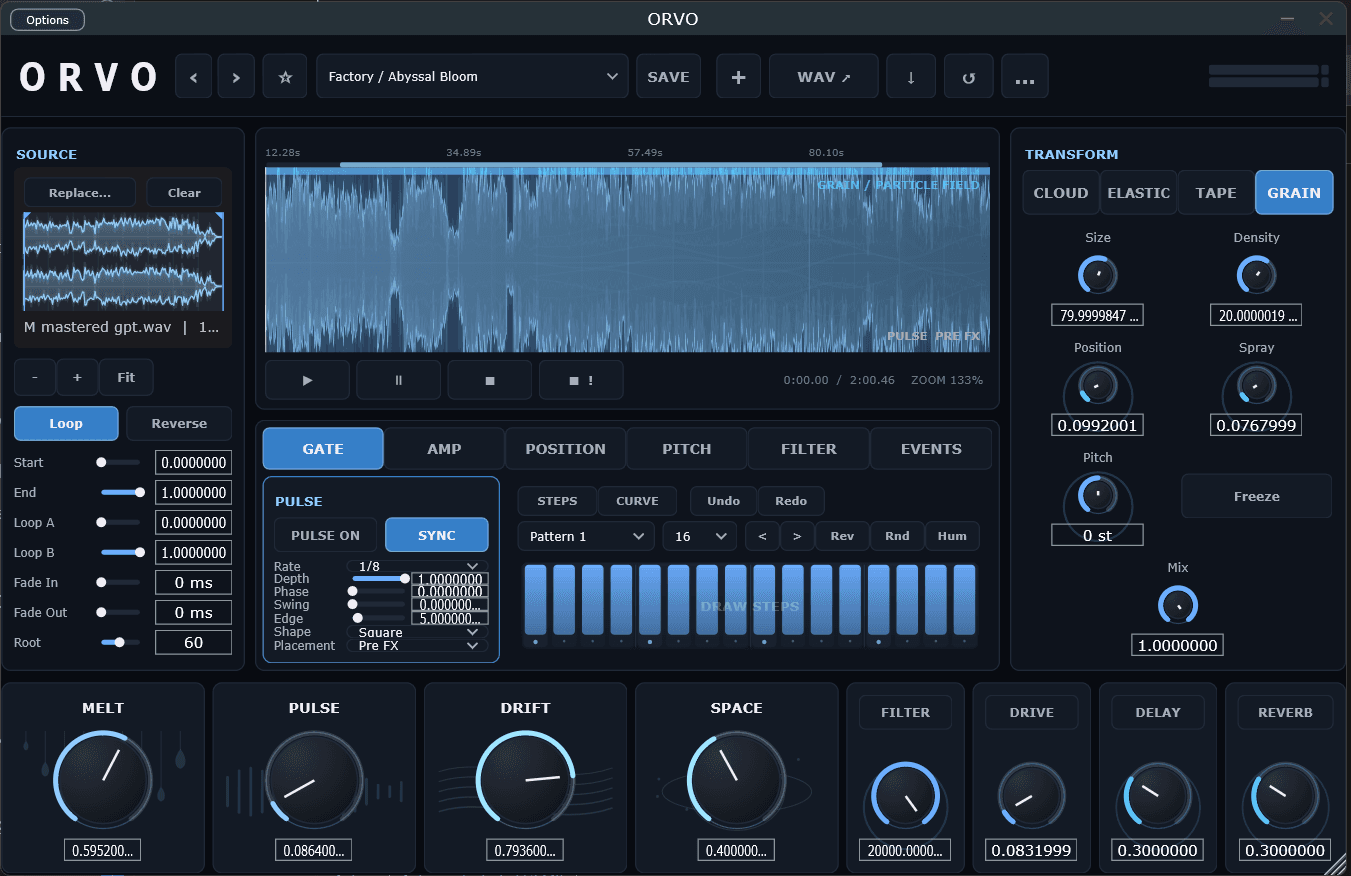 ORVO interface screenshot